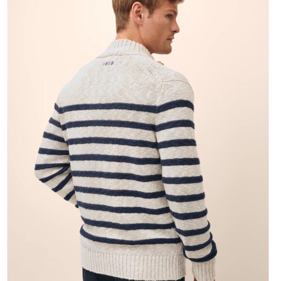 Tommy Hilfiger Men's Gray and Navy Striped Cotton Blend Button Up Cardigan Sz L - Picture 6 of 10